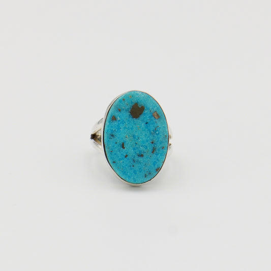 Turquoise Oval Sterling Ring Sz 6