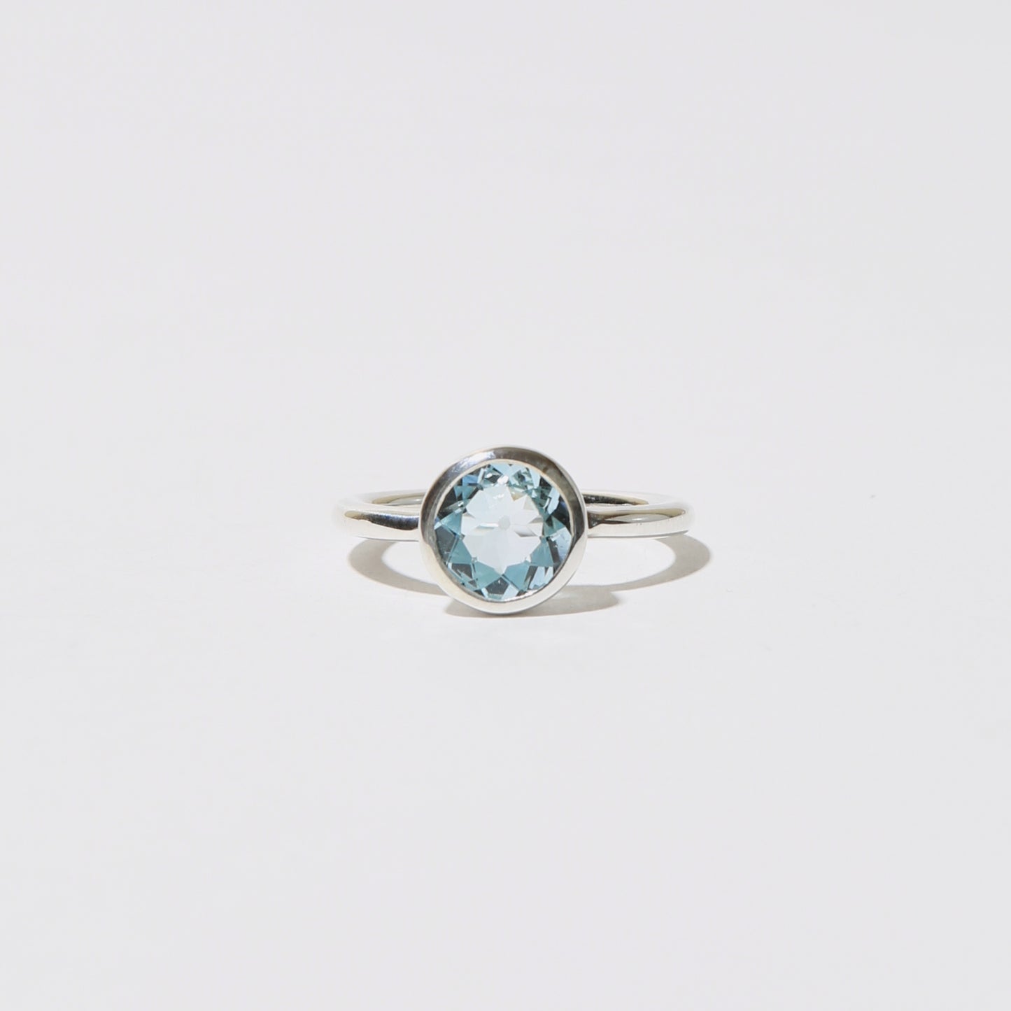 Blue Topaz Round Sterling Ring Sz 6