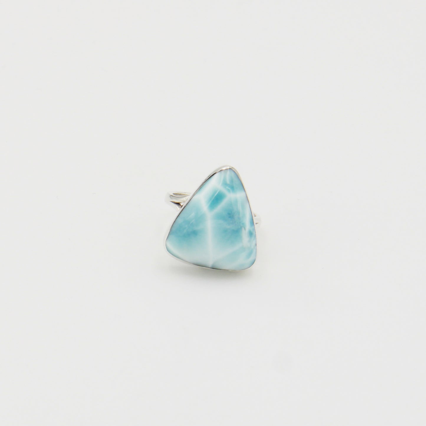 Larimar Triangle Split Shank Sterling Ring Sz 5.5