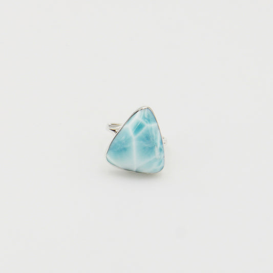 Larimar Triangle Split Shank Sterling Ring Sz 5.5