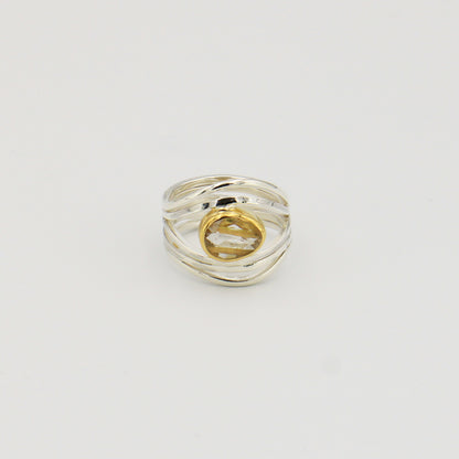 Rutilated Quartz Multi Band GP Sterling Ring 7