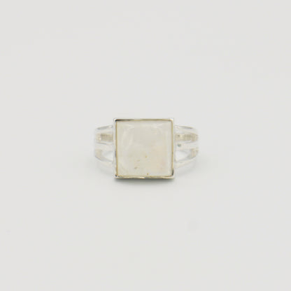 Moonstone Square Sterling Ring Sz 6