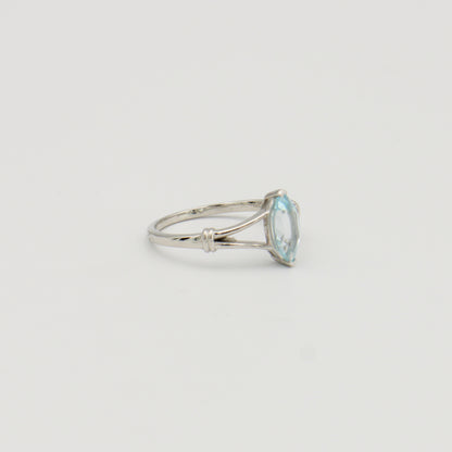 Blue Topaz Split Band Marquis Sterling Ring 9