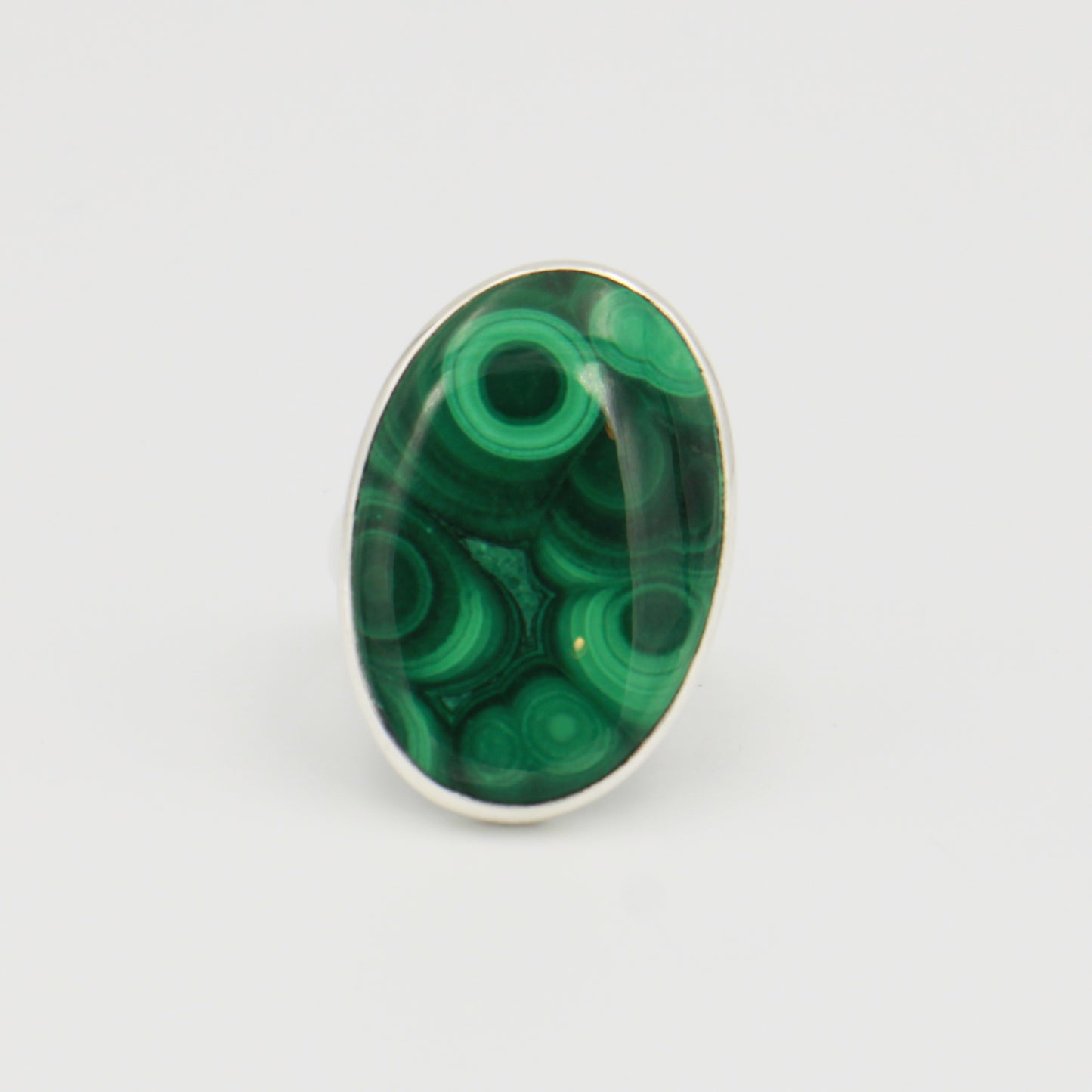 Malachite Large Oval Sterling Ring Adj