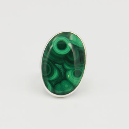 Malachite Large Oval Sterling Ring Adj