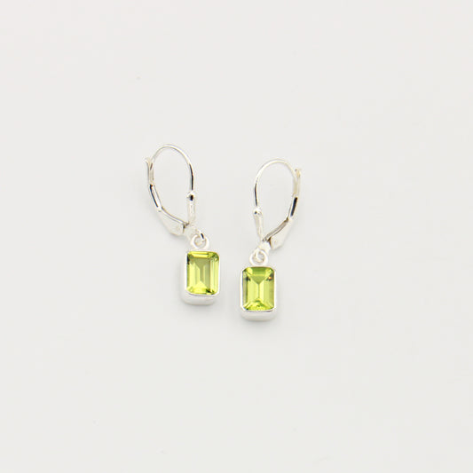 Peridot Small Rectangle Sterling Earrings