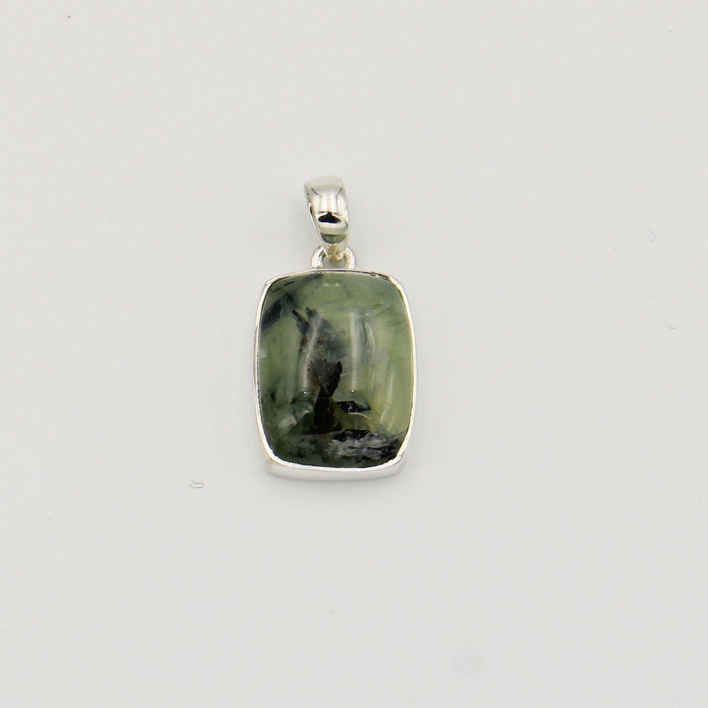 Prehnite Rectangle Sterling Pendant