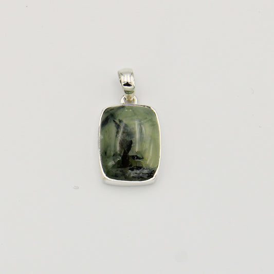 Prehnite Rectangle Sterling Pendant