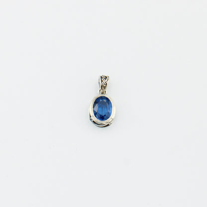Kyanite Oval Ornate Sterling Pendant