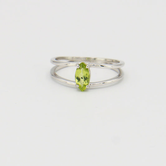 Peridot Marquis Split Sterling Band Sz 9