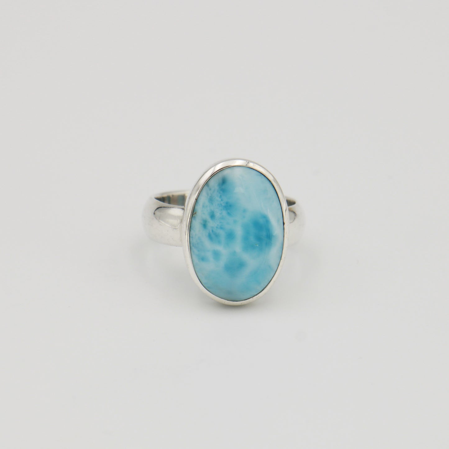 Larimar Oval Sterling Ring Sz 10