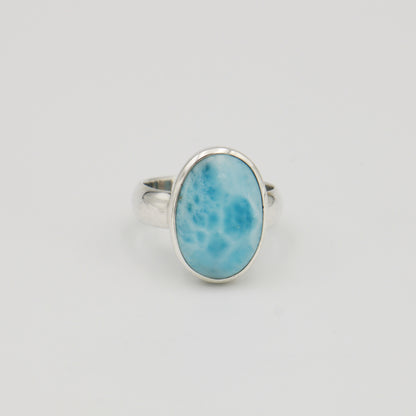 Larimar Oval Sterling Ring Sz 10