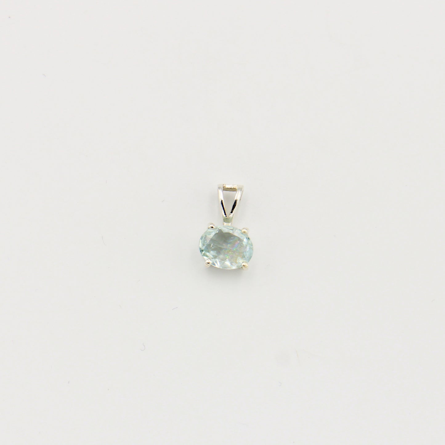 Aquamarine Horizontal Oval Sterling Pendant