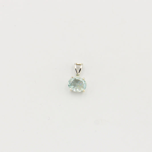 Aquamarine Horizontal Oval Sterling Pendant