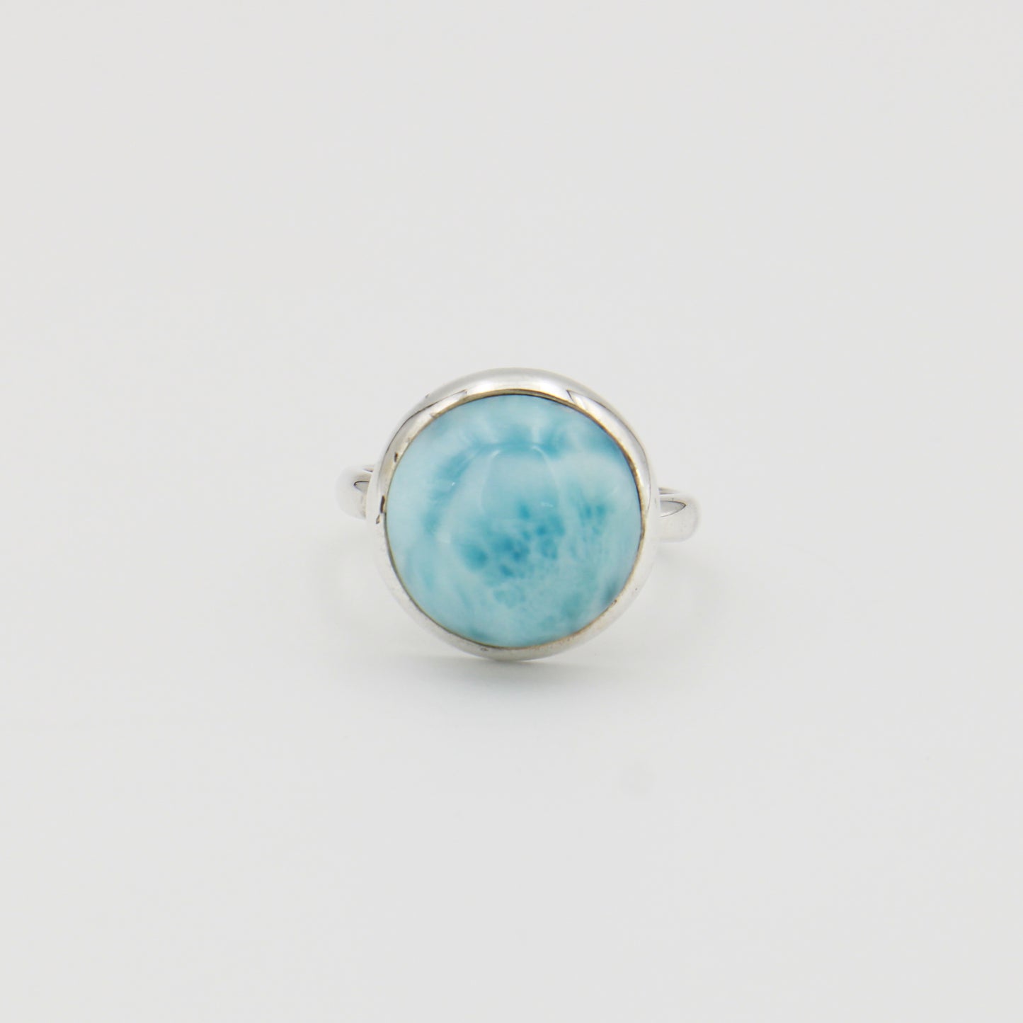Larimar Round Sterling Ring Sz 10