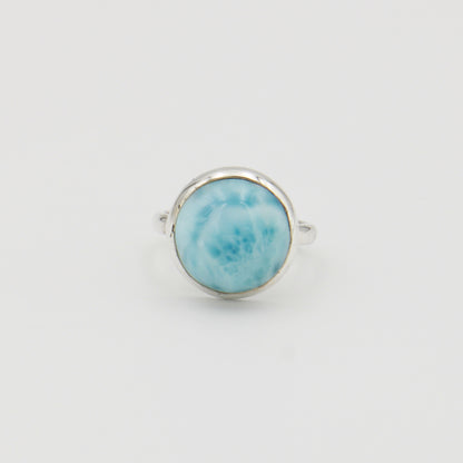 Larimar Round Sterling Ring Sz 10