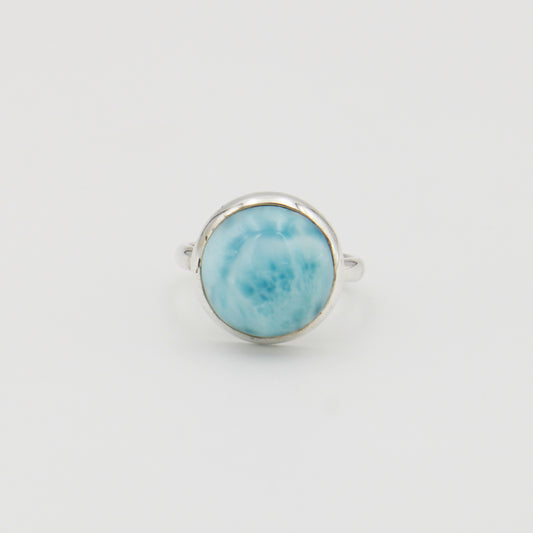 Larimar Round Sterling Ring Sz 10