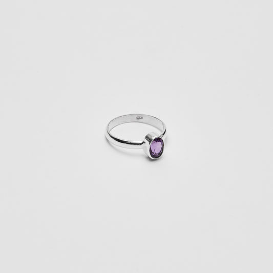 Amethyst Small Oval Sterling Ring 8