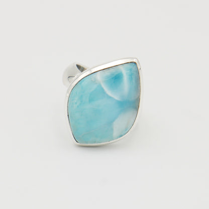 Larimar Large Pointed Teardrop Sterling Ring 9.5