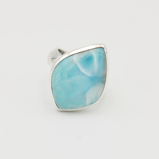 Larimar Large Pointed Teardrop Sterling Ring 9.5