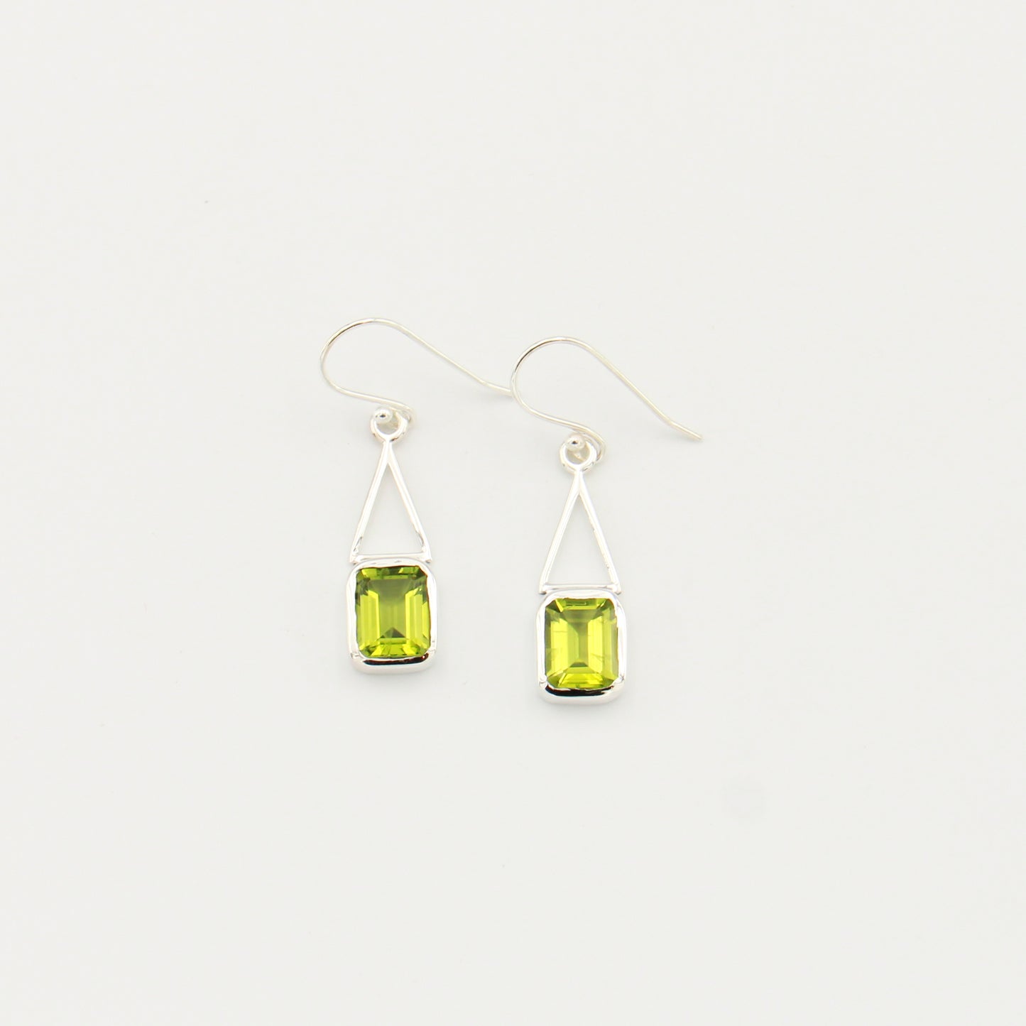Peridot Emerald Cut Drop Earrings