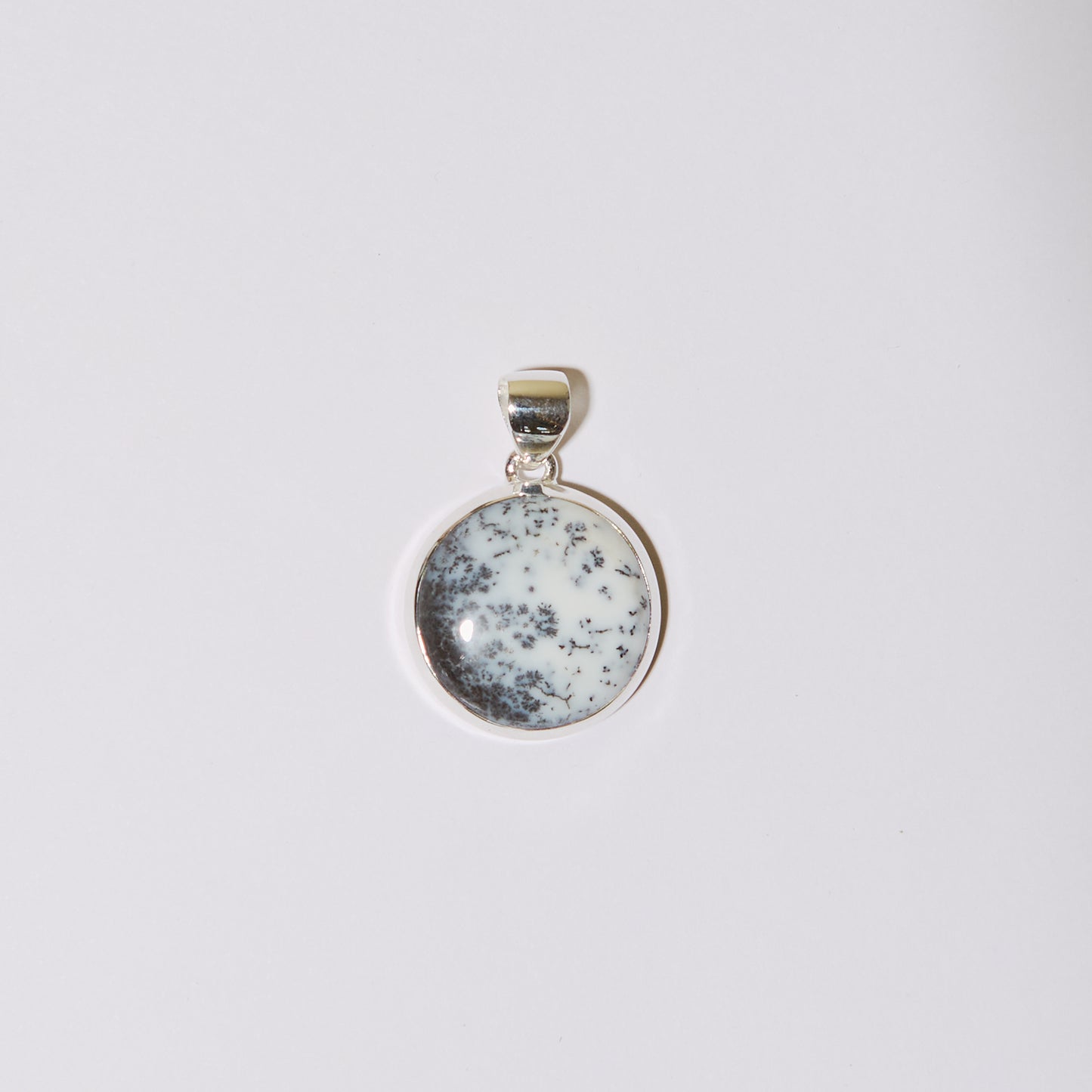 Dendritic Opal Round Sterling Pendant