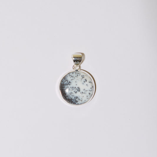 Dendritic Opal Round Sterling Pendant