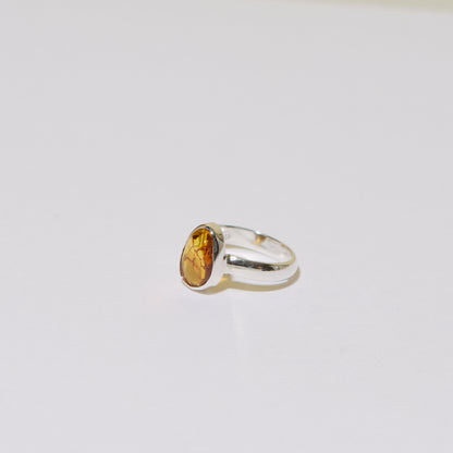 Baltic Amber Ovoid Sterling Ring Sz 6