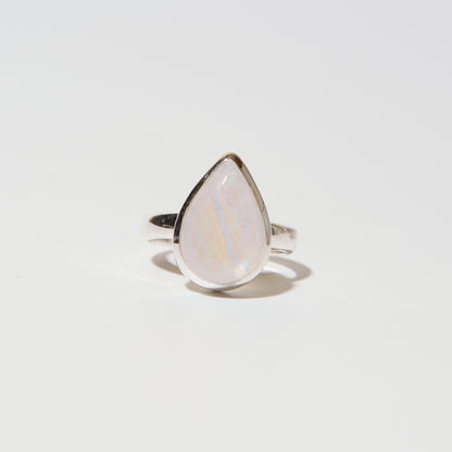 Moonstone Teardrop Sterling Ring Sz 11