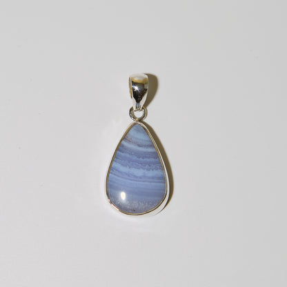 Blue Lace Agate Pear Sterling Silver Pendant