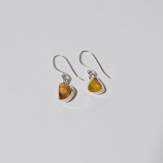 Amber Dainty Wedge Sterling Earrings