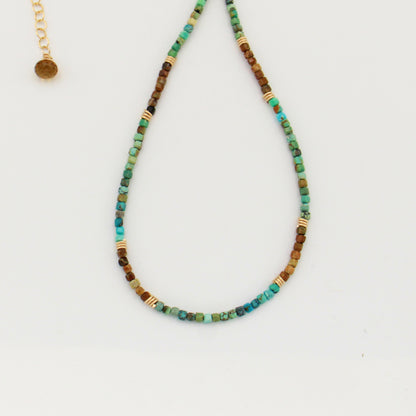 Turquoise Beaded GF Necklace Adj