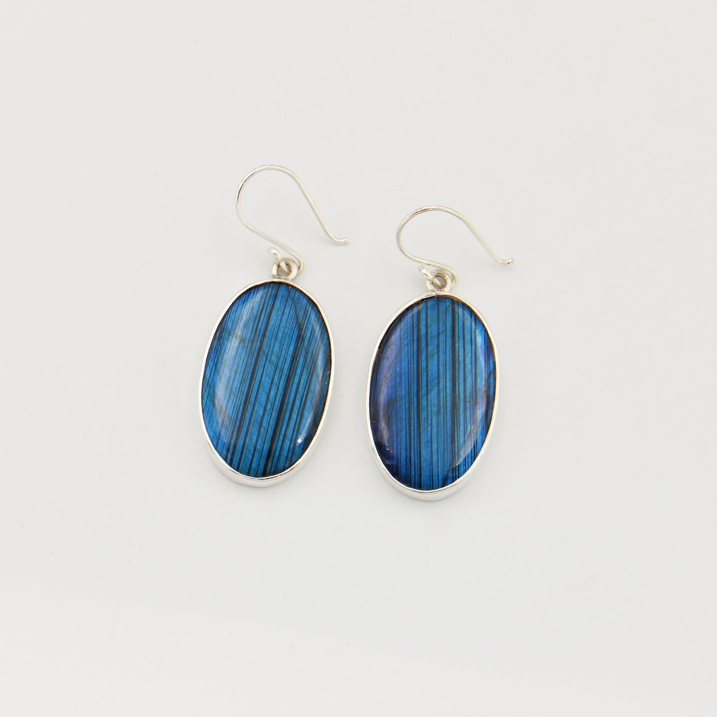 Labradorite Large Oval Sterling Earrings