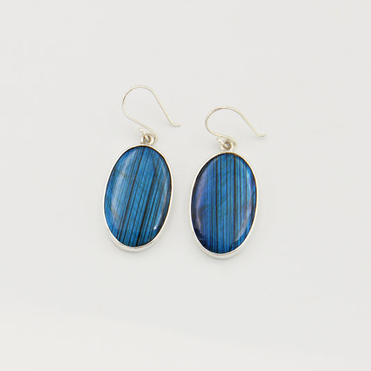 Labradorite Large Oval Sterling Earrings