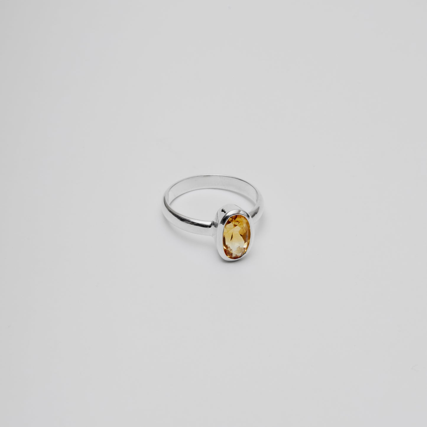 Citrine Oval Sterling Ring Sz 8.5