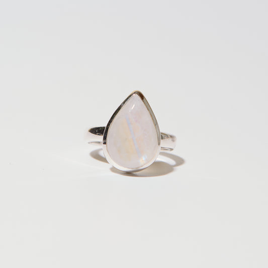 Moonstone Teardrop Sterling Ring Sz 11