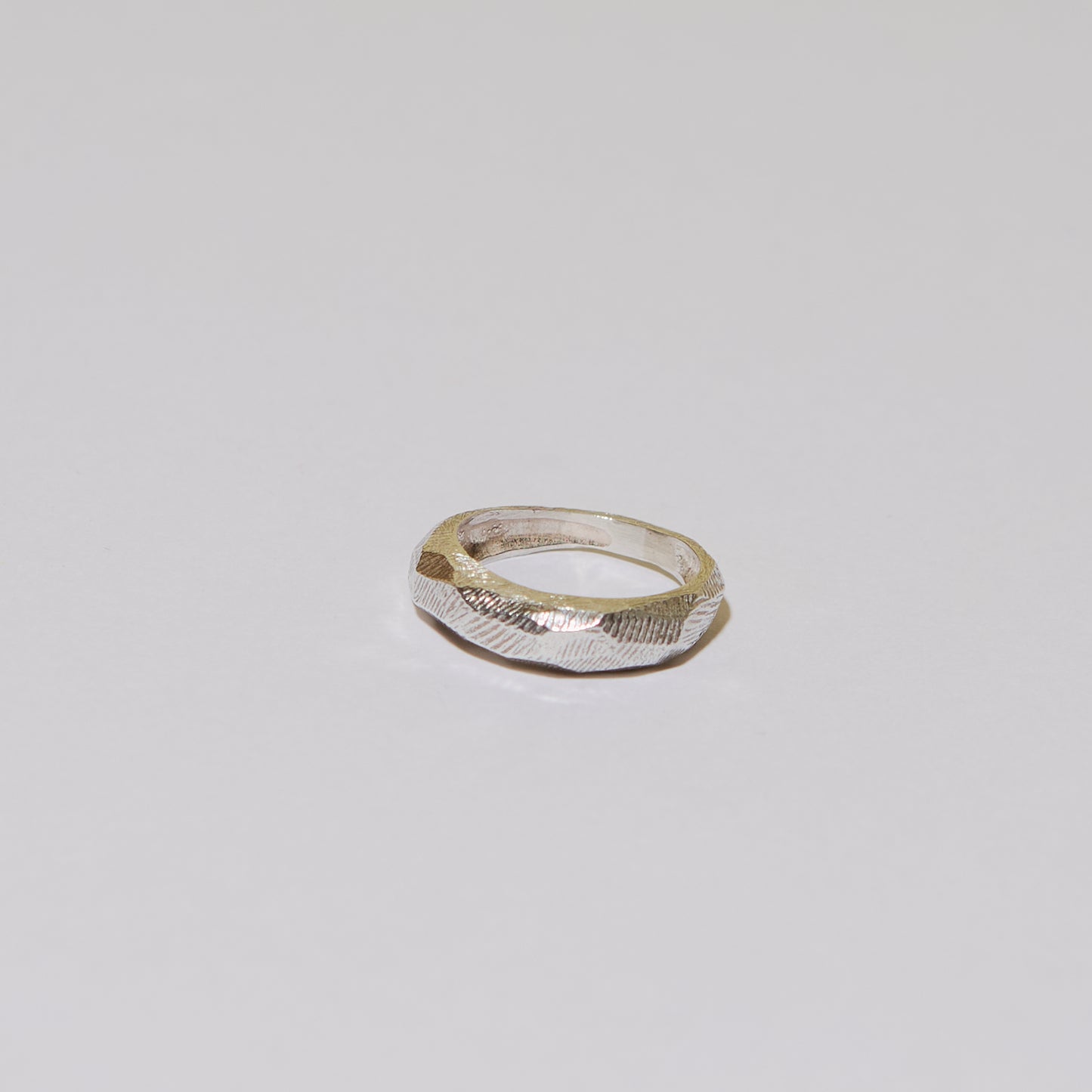 Sterling Silver Textured Facets Ring Sz 8