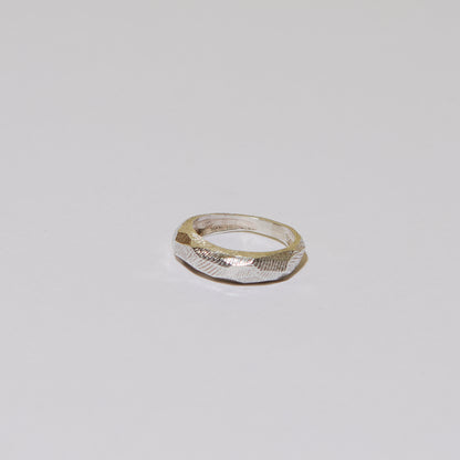 Sterling Silver Textured Facets Ring Sz 8