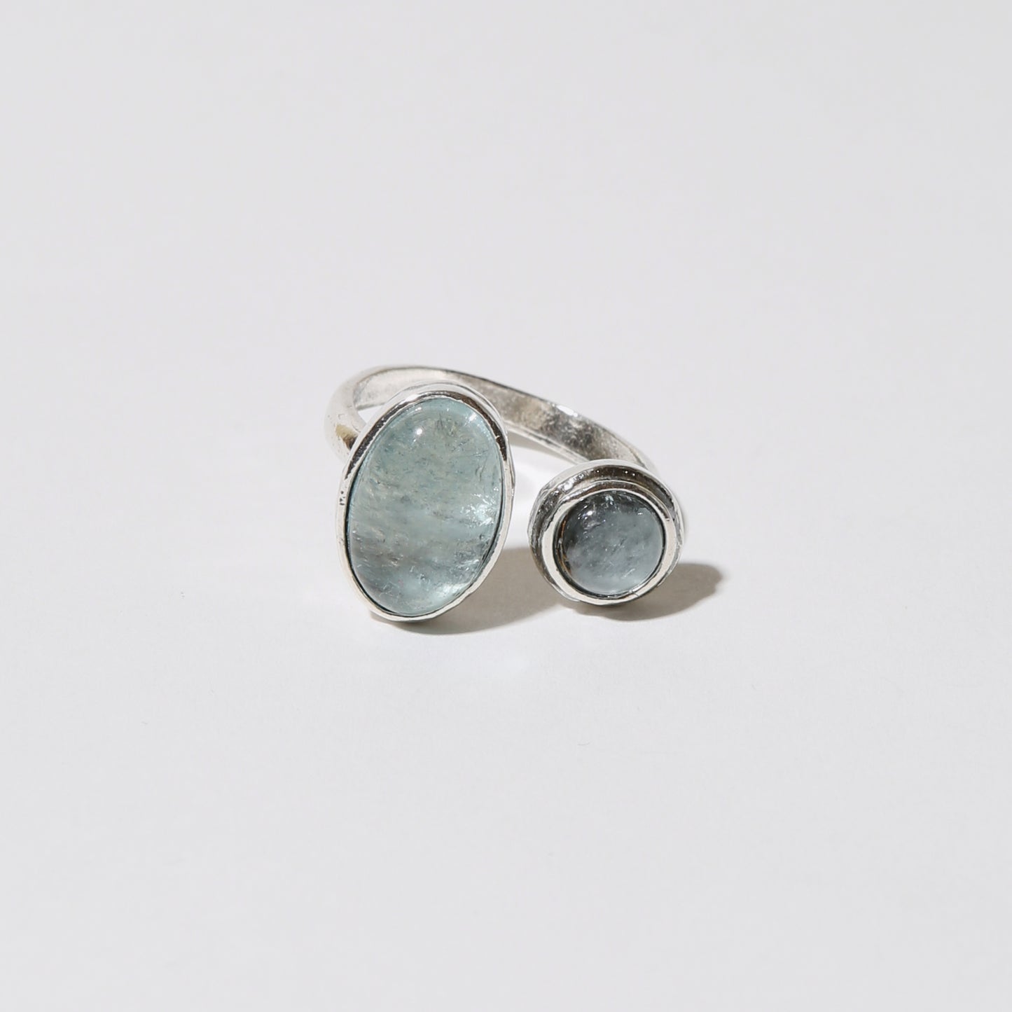 Aquamarine Double Cabochon Sterling Ring Sz 7