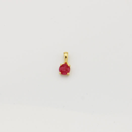 Tiny Round Ruby Sterling GP Pendant