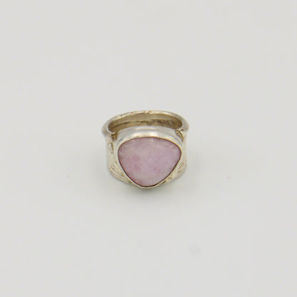 Kunzite Wide Band Sterling Ring Sz 6