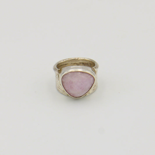 Kunzite Wide Band Sterling Ring Sz 6