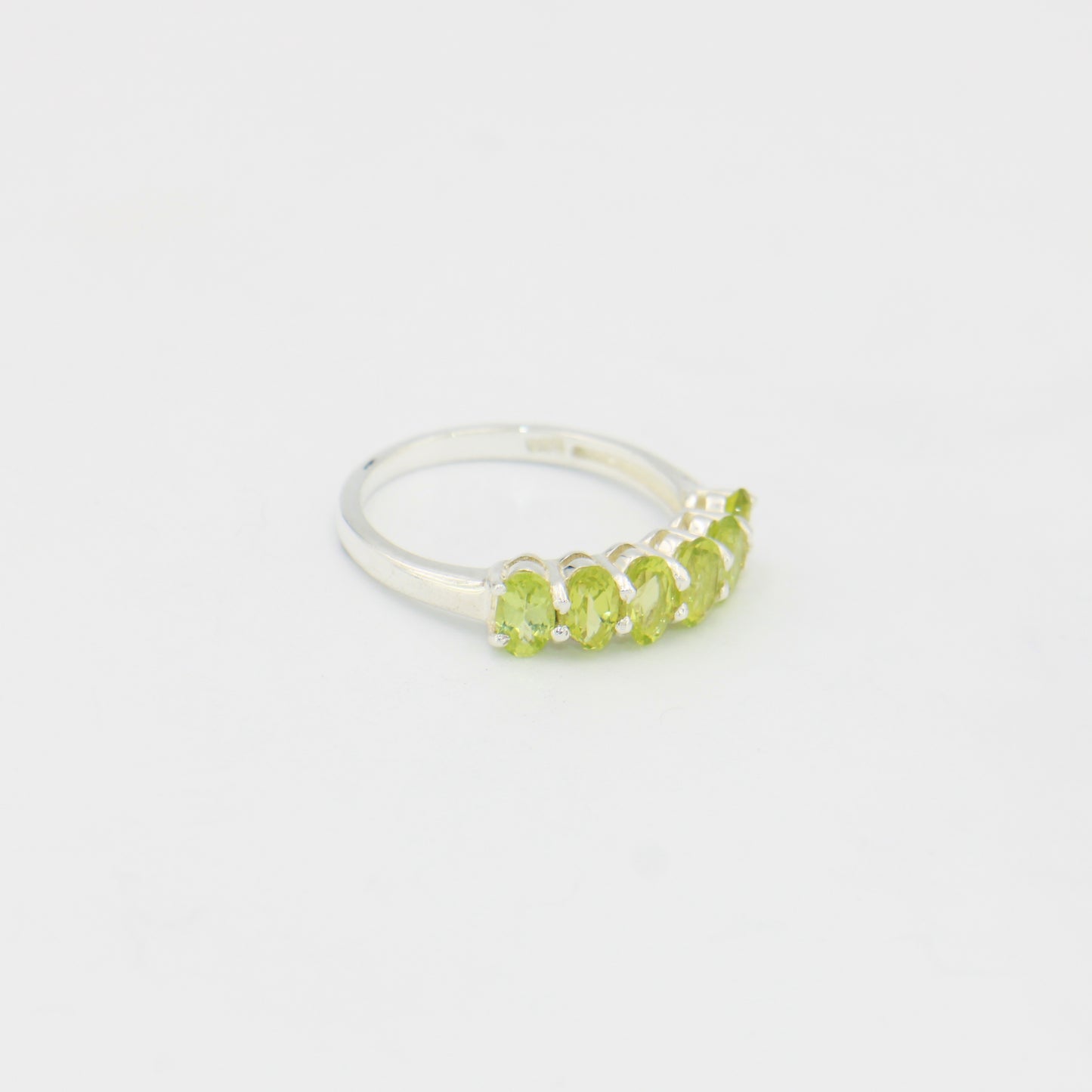 Peridot Six Ovals Sterling Ring Sz 7