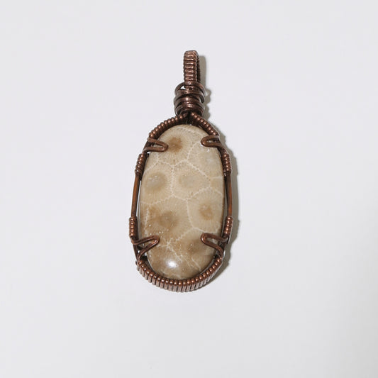 Petoskey Oval Copper Wrapped Pendant : 210000019429