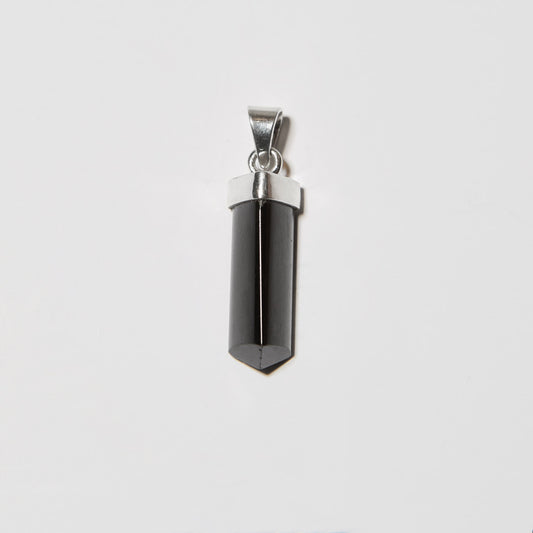 Black Tourmaline Point Sterling Pendant