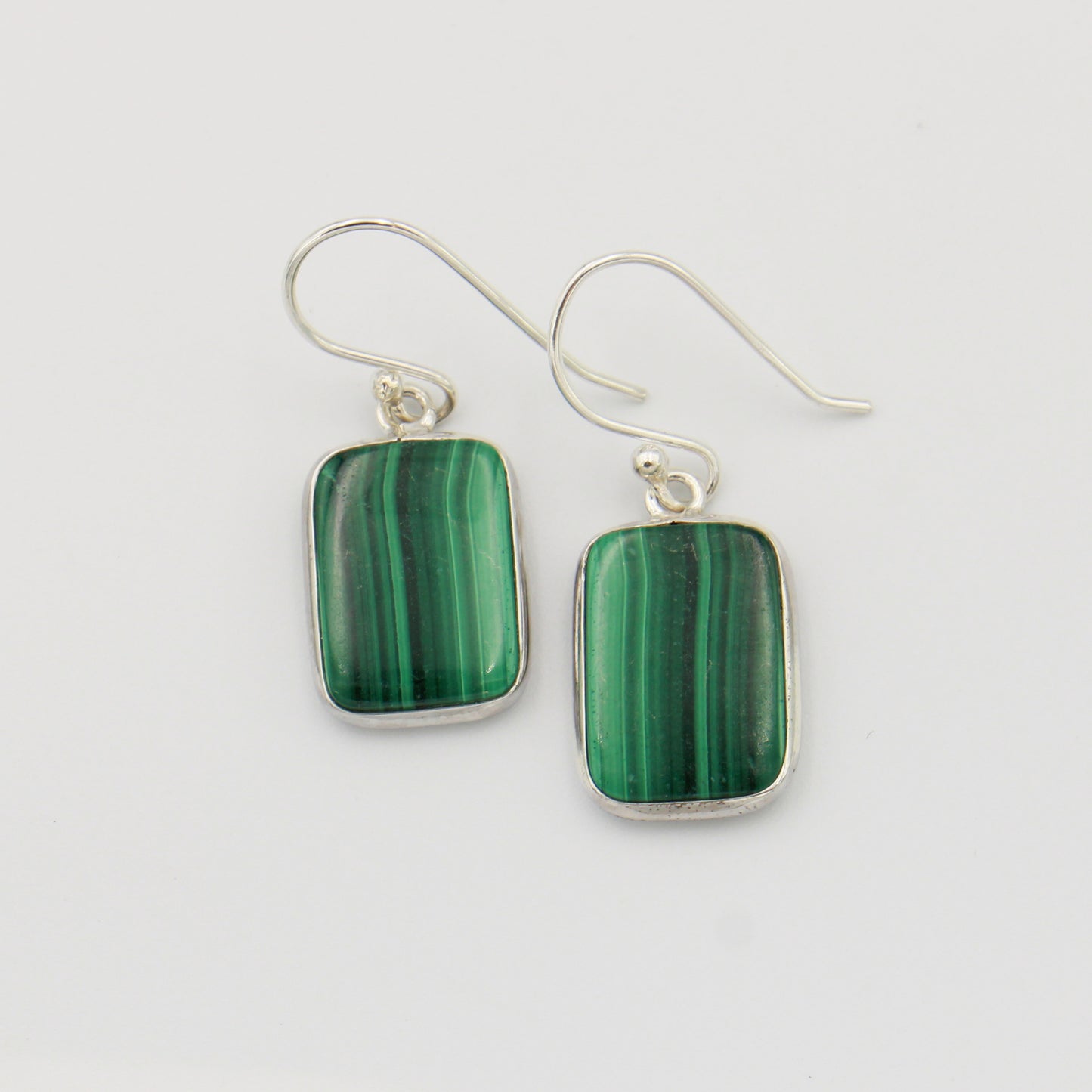 Malachite Rectangles Sterling Earrings