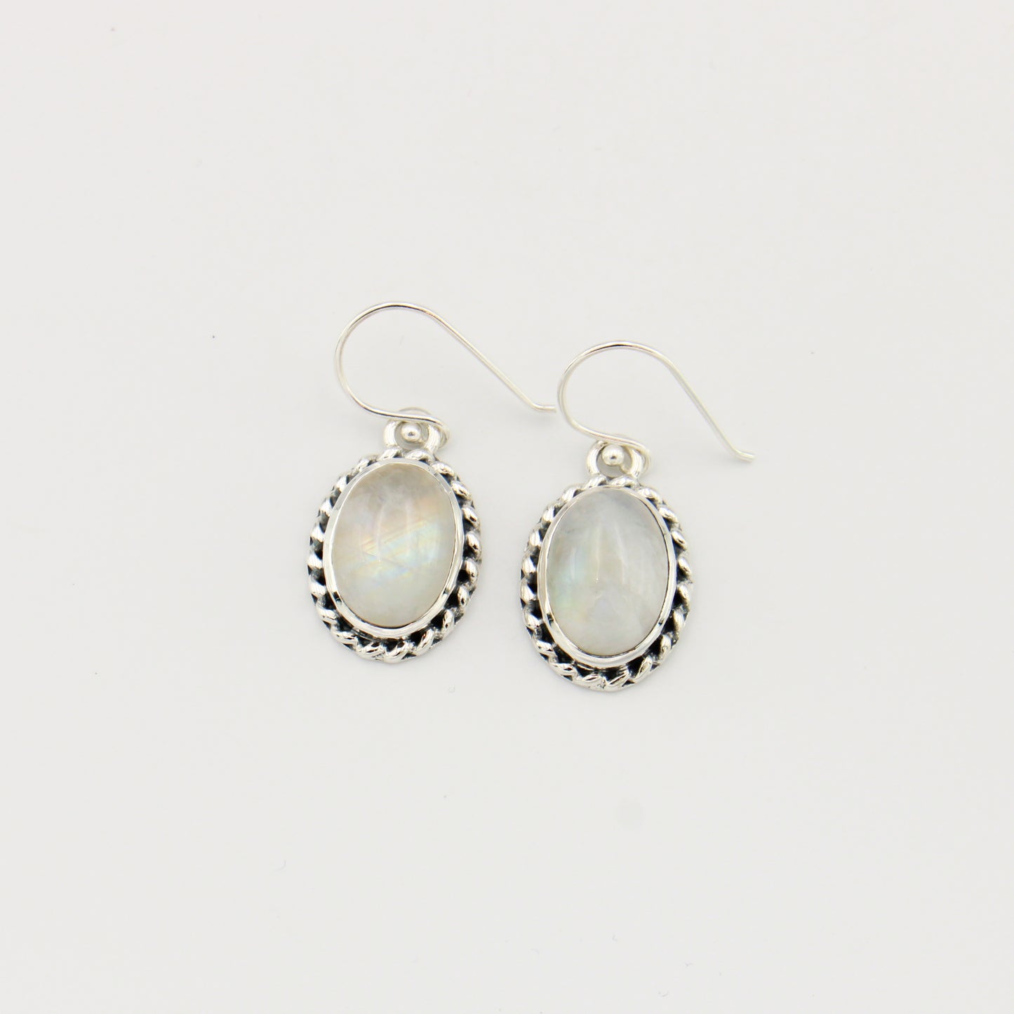 Moonstone Oval Sterling Rope Earrings