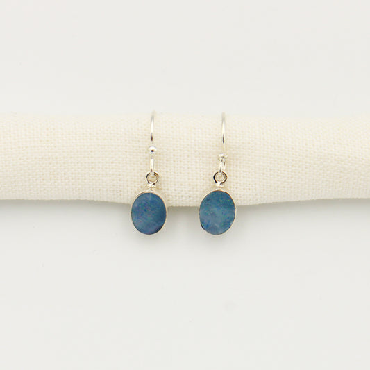 Australian Opal Oval Sterling Earrings