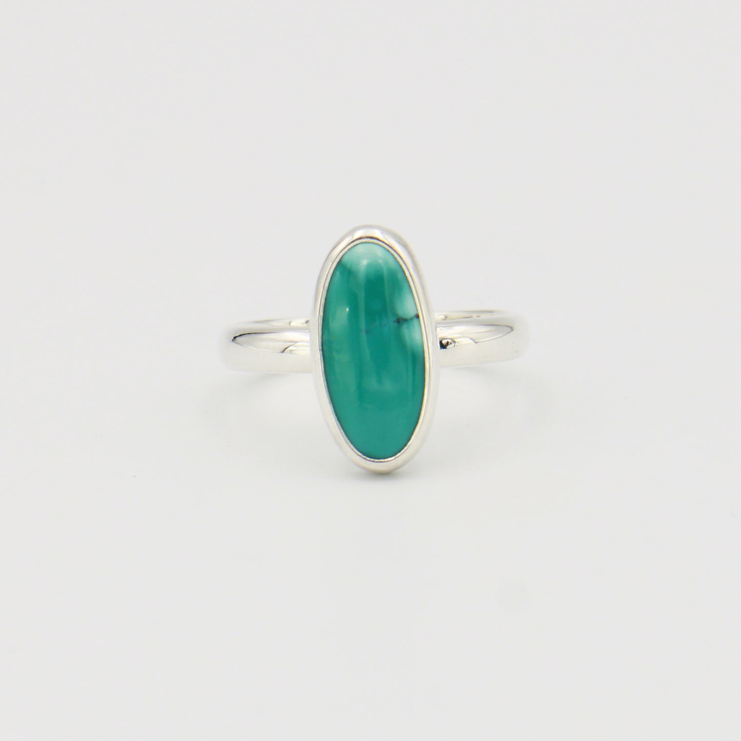 Turquoise Long Oval Sterling Ring Sz 9