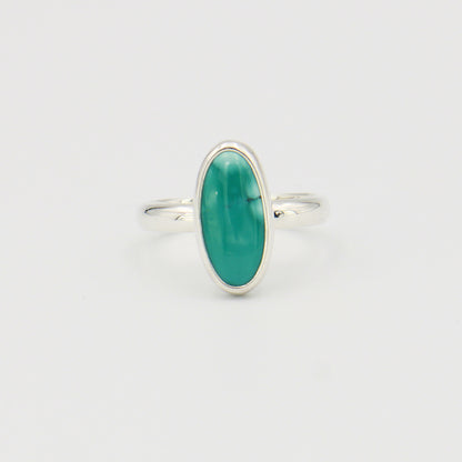 Turquoise Long Oval Sterling Ring Sz 9
